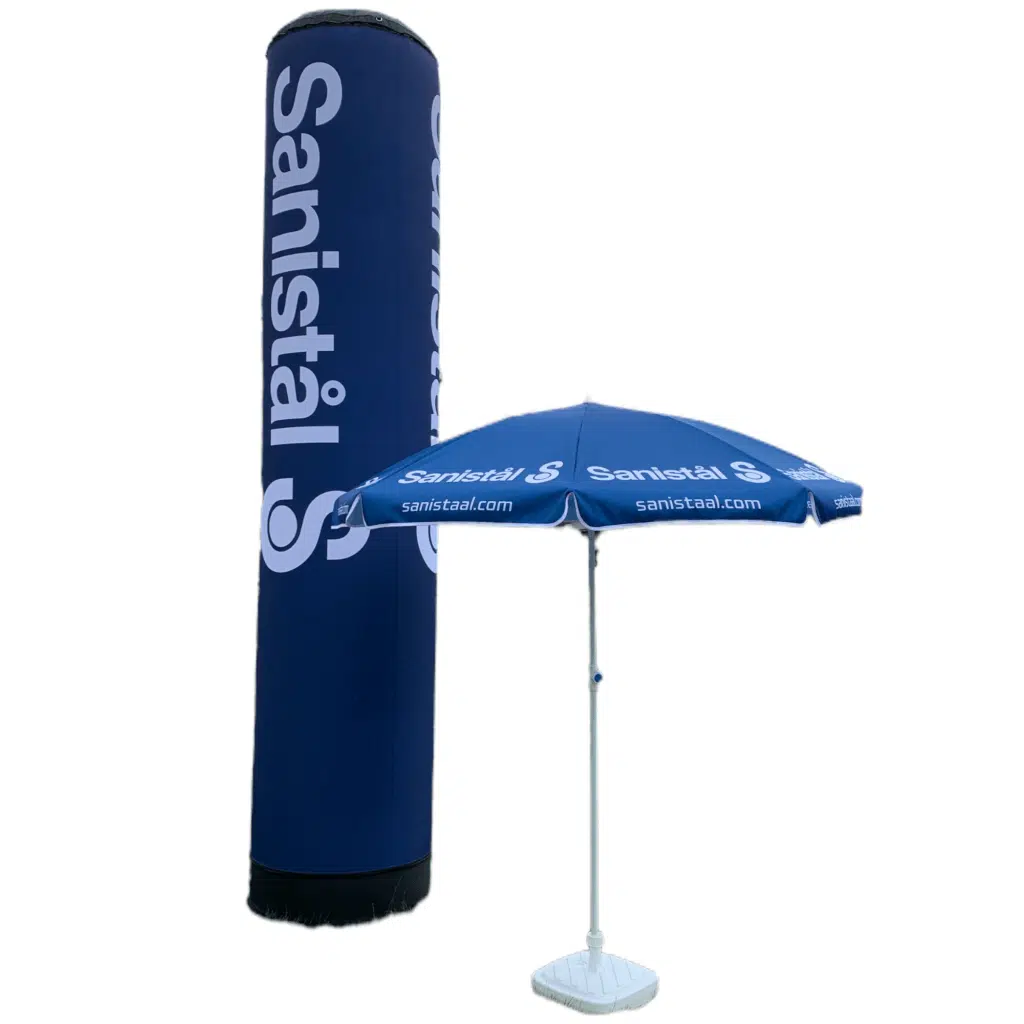 Billefoppustelig pylon med logo og parasol
